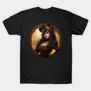 Steampunk Girl - Victorian Era Industrial Science Fiction T-Shirt